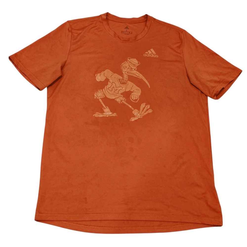 Adidas Miami Hurricanes Sebastian Ibis T-Shirt Men's L Orange AEROREADY NCAA
